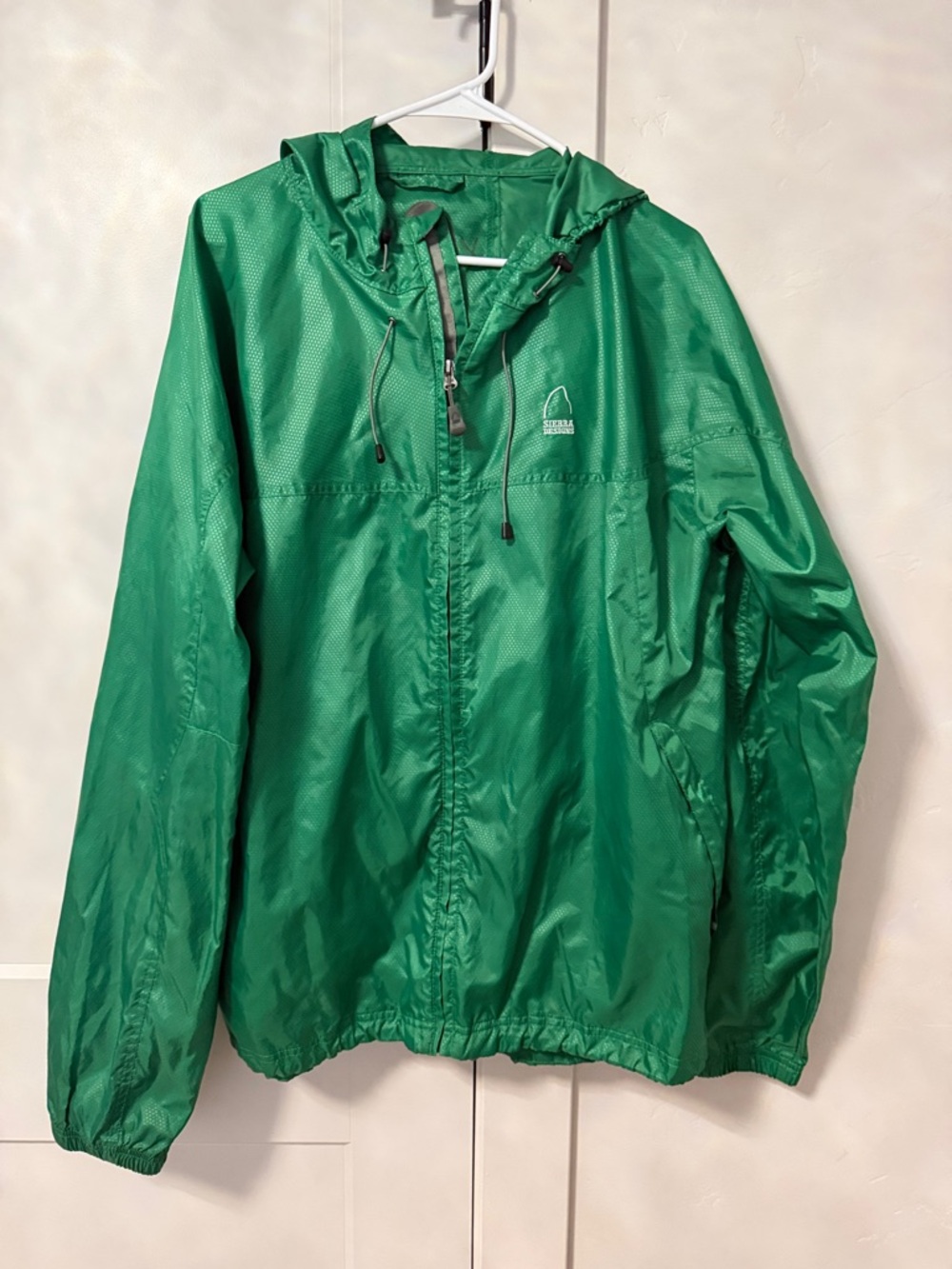 Men’s Green Hooded Windbreaker Jacket - Sierra Designs Logo